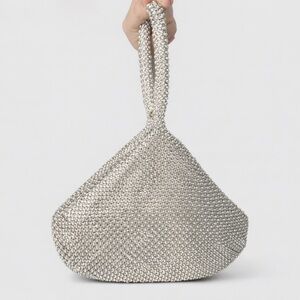 Jessica McClintock Staci Diamond Mesh Evening Bag Silver NWT Evening Party